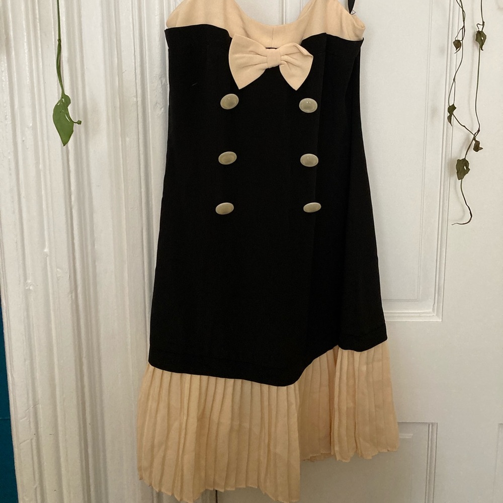 Betsey Johnson silk sailor bow dress with pleating